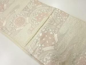 アンティーク　ヱ霞に華紋・青海波模様織出し袋帯（材料）